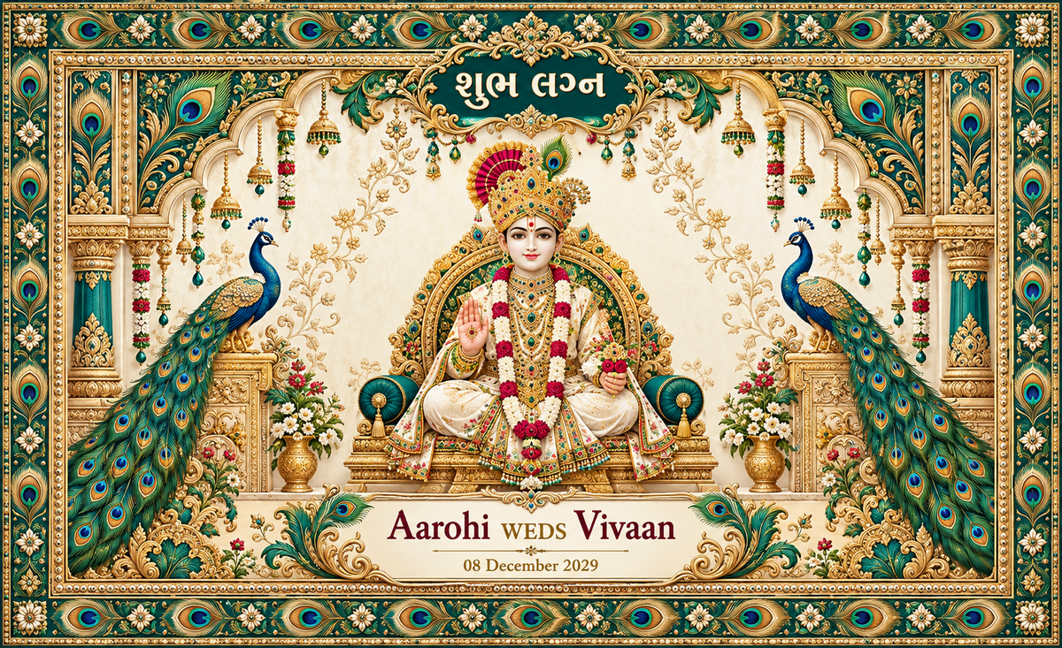 Swaminarayan peacock royal personalized wedding Antarpat AP-006-3