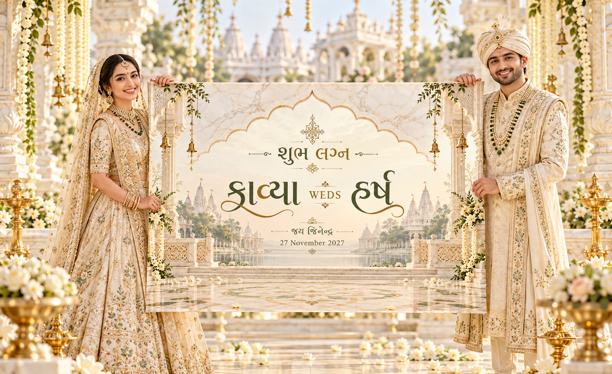 Jain Minimal Marble Arch Lake Temple Personalized Wedding Antarpat | AP-007-2