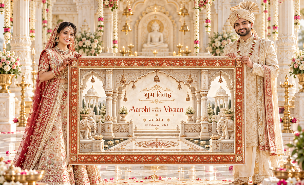 Jain Terracotta Marble Courtyard Lotus Pool Personalized Wedding Antarpat | AP-007-6