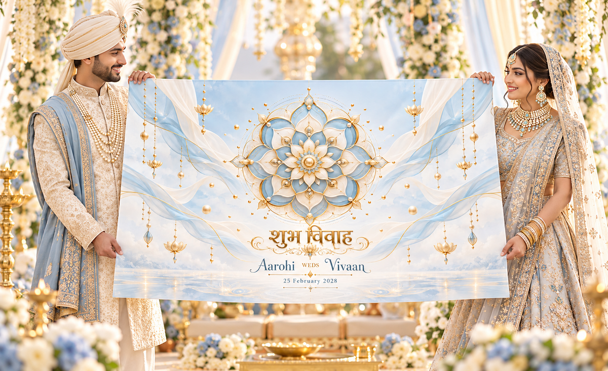 Celestial Blue Lotus Mandala Personalized Wedding Antarpat wedding presentation