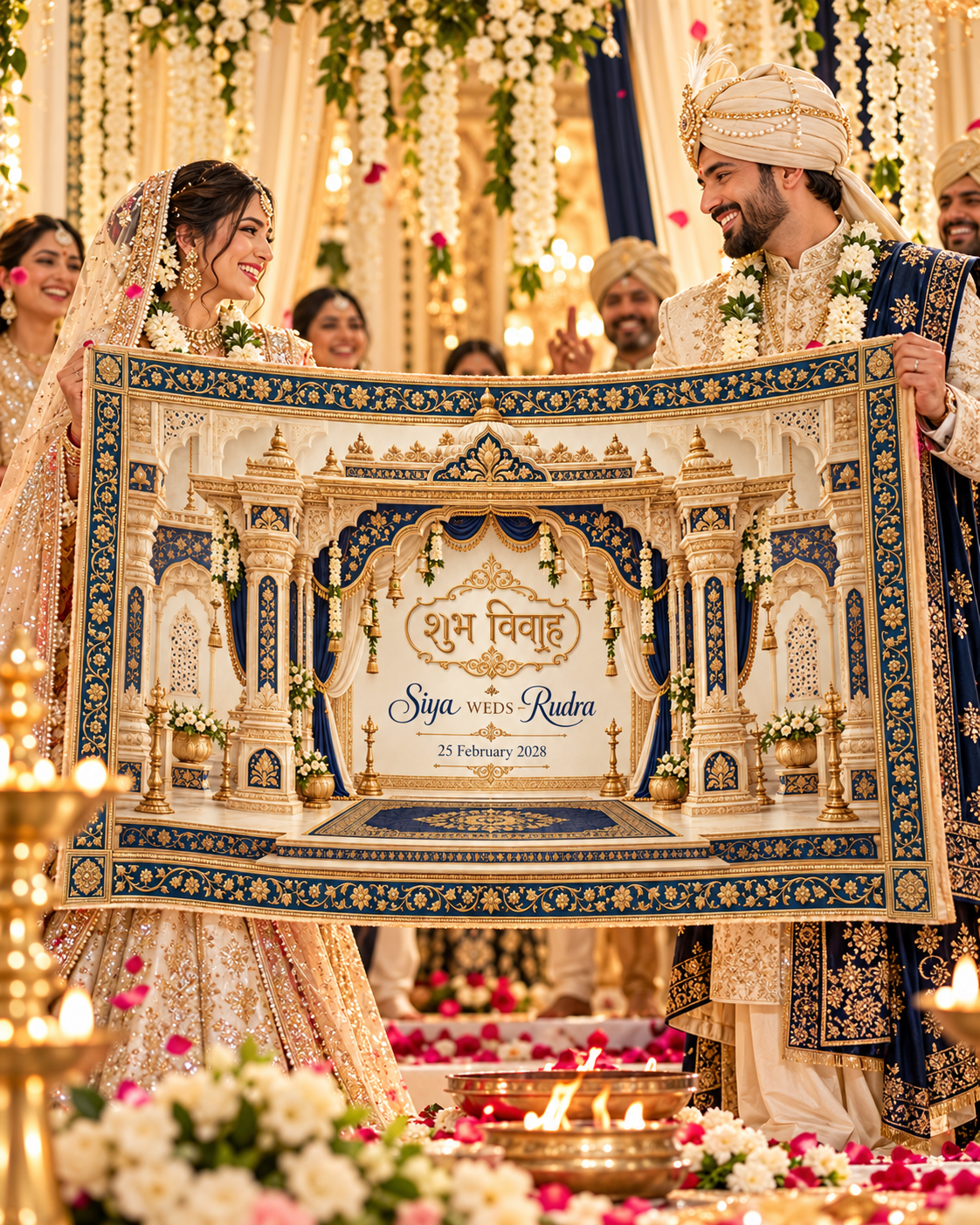 Royal Navy Gold Mandap Personalized Wedding Antarpat wedding ceremony lifestyle view