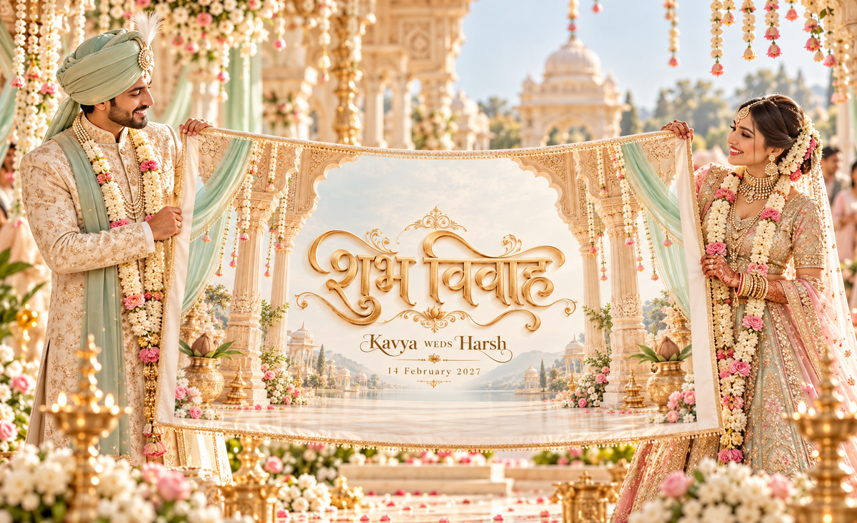 Ivory Sage Royal Shubh Vivah Gateway Personalized Wedding Antarpat wedding presentation