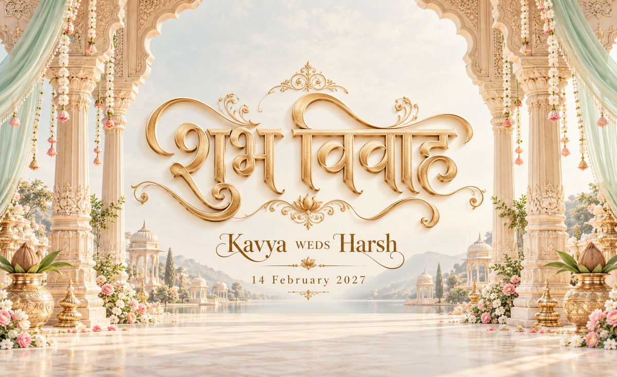 Ivory Sage Royal Shubh Vivah Gateway Personalized Wedding Antarpat flat artwork