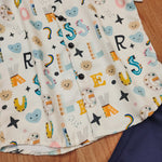 Load image into Gallery viewer, Kids&#39; Alphabet Print Shirt and Navy Shorts Set for Boy by MAGNITE(BB_25280)
