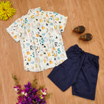 Load image into Gallery viewer, Kids&#39; Alphabet Print Shirt and Navy Shorts Set for Boy by MAGNITE(BB_25280)
