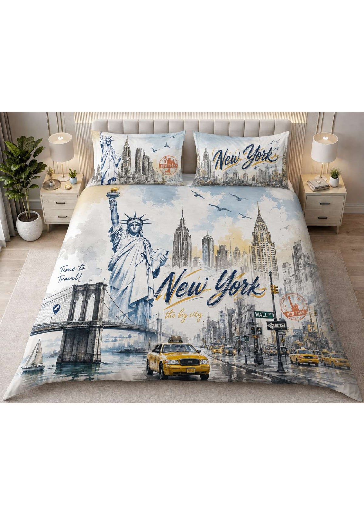 New York City printed bedsheet set Bed-4
