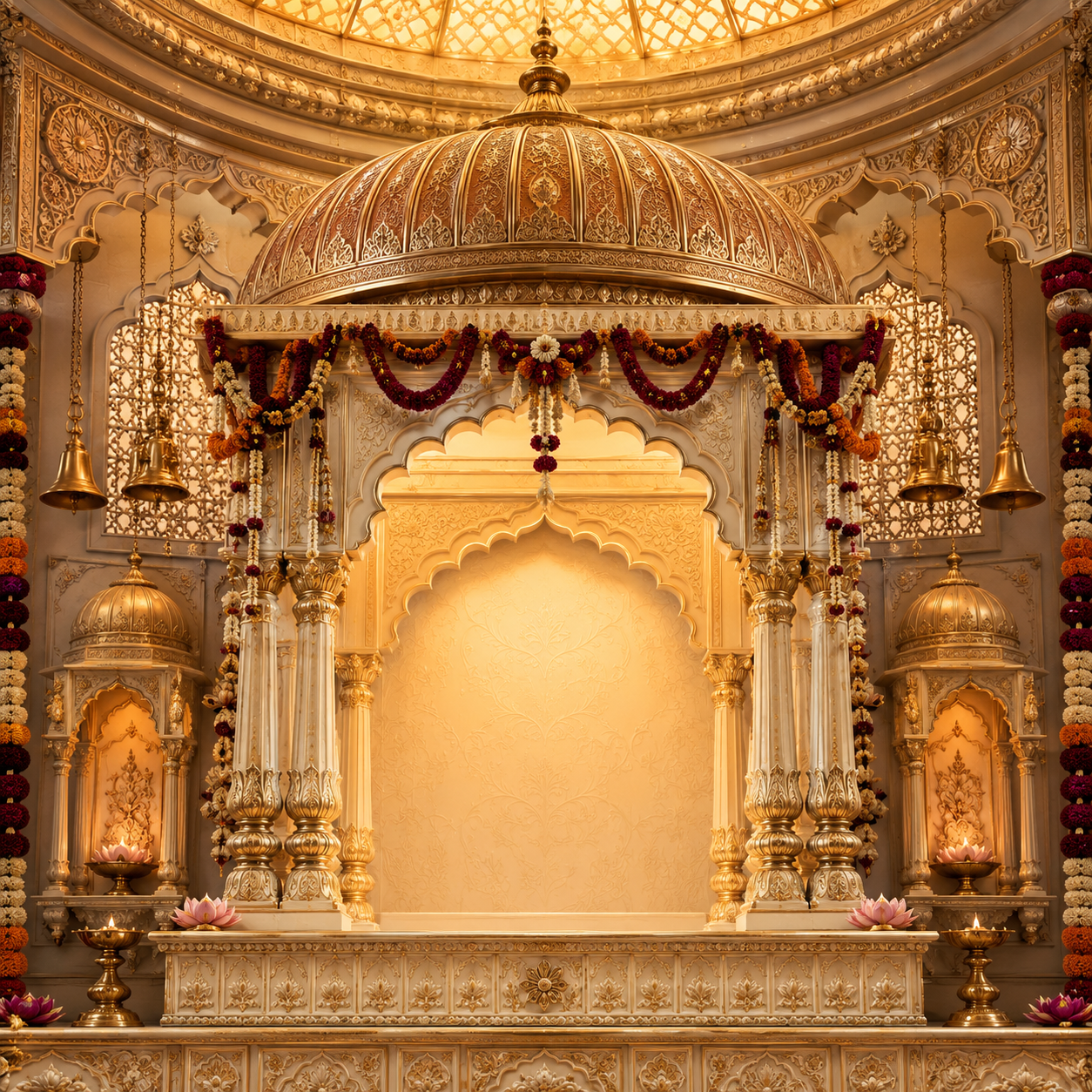 Royal Golden Mandap Ganesh Chaturthi Backdrop | GC-001-1