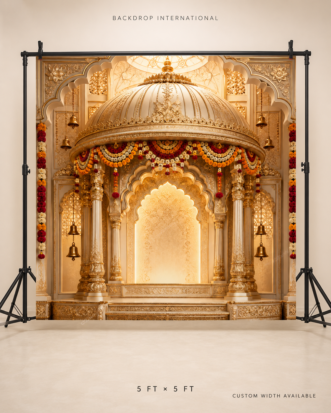 Ivory Gold Royal Mandap Ganesh Chaturthi Backdrop | GC-001-2