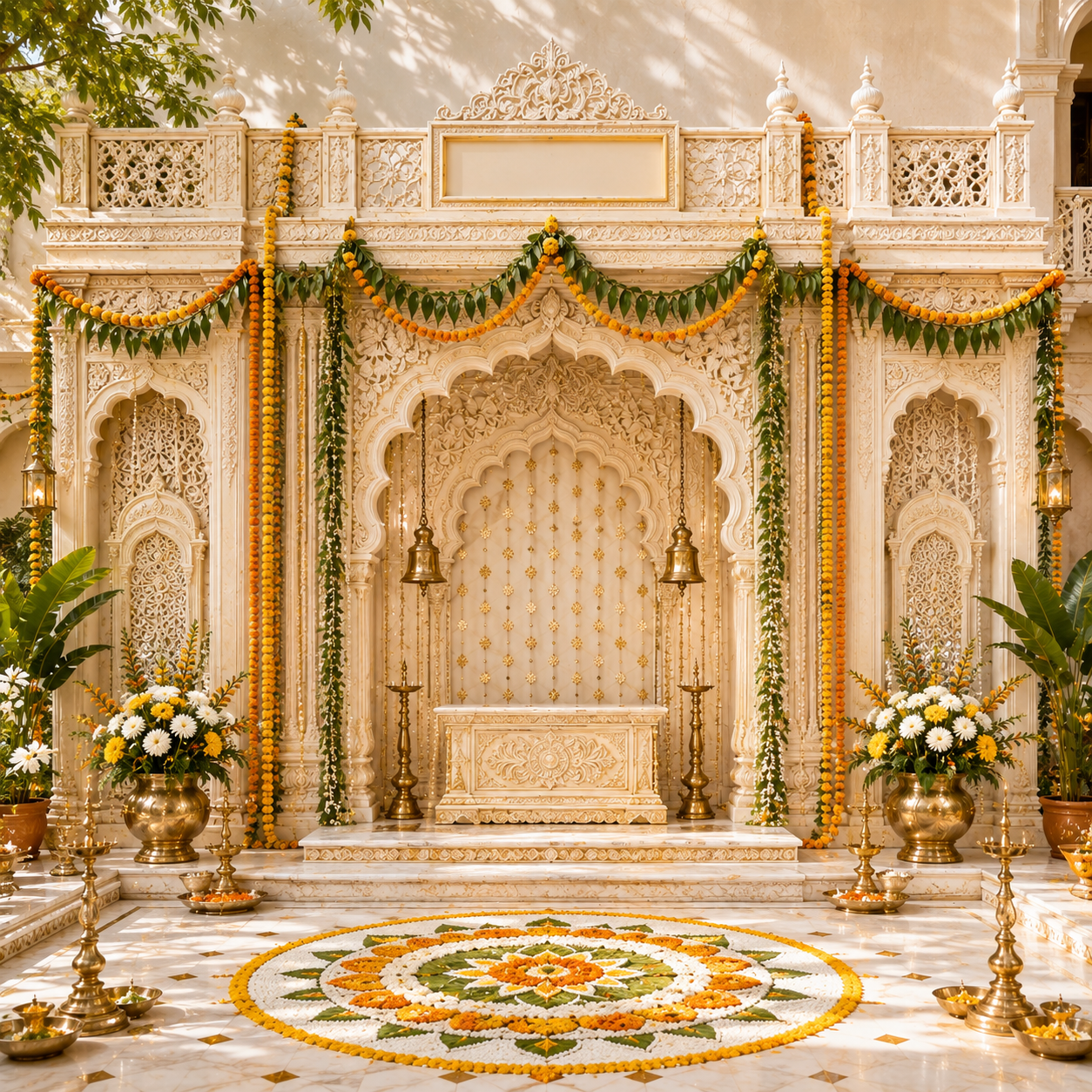 GC-013-3 Ivory Maharashtrian Haveli Courtyard Backdrop