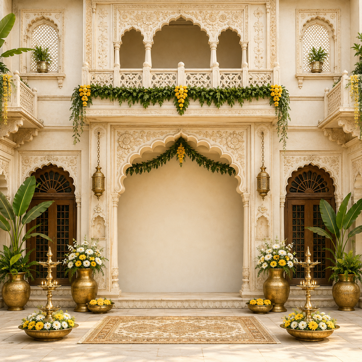 GC-013-4 Ivory Maharashtrian Haveli Entrance Backdrop
