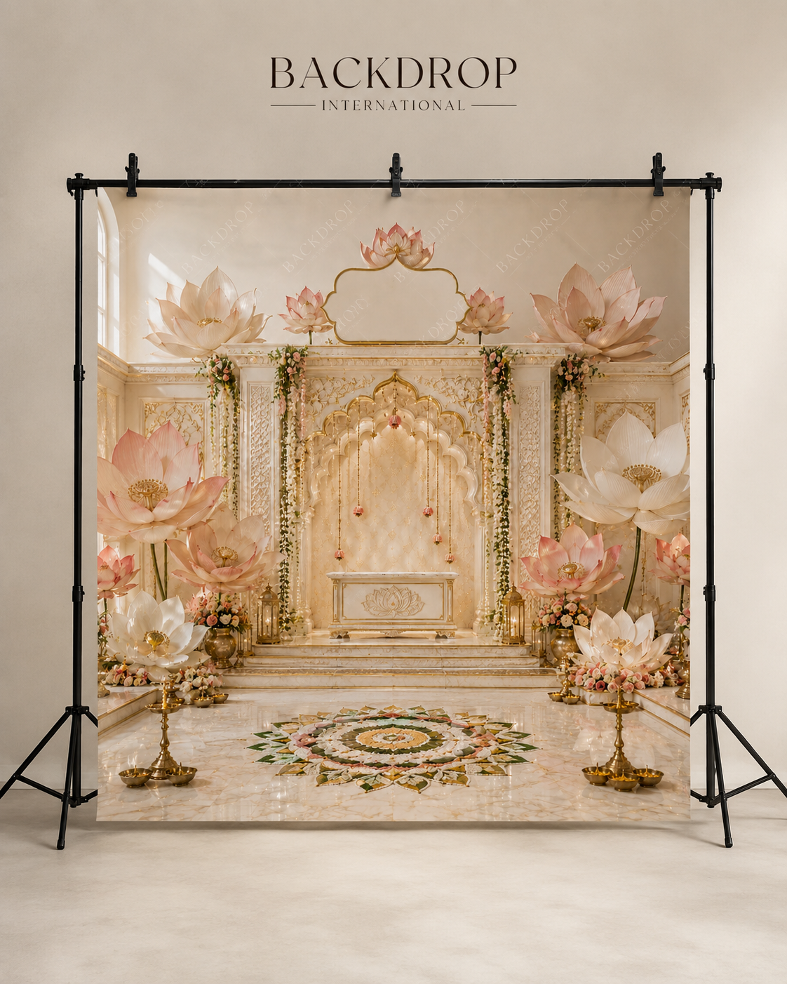 GC-015-1 giant lotus floral pavilion backdrop mockup