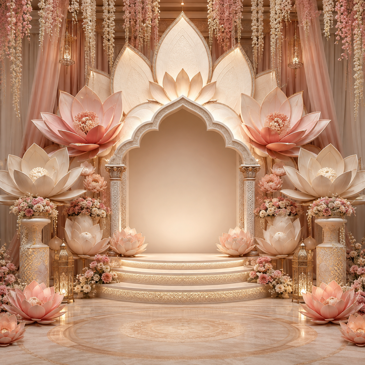 GC-015-3 giant lotus petal arch pavilion backdrop