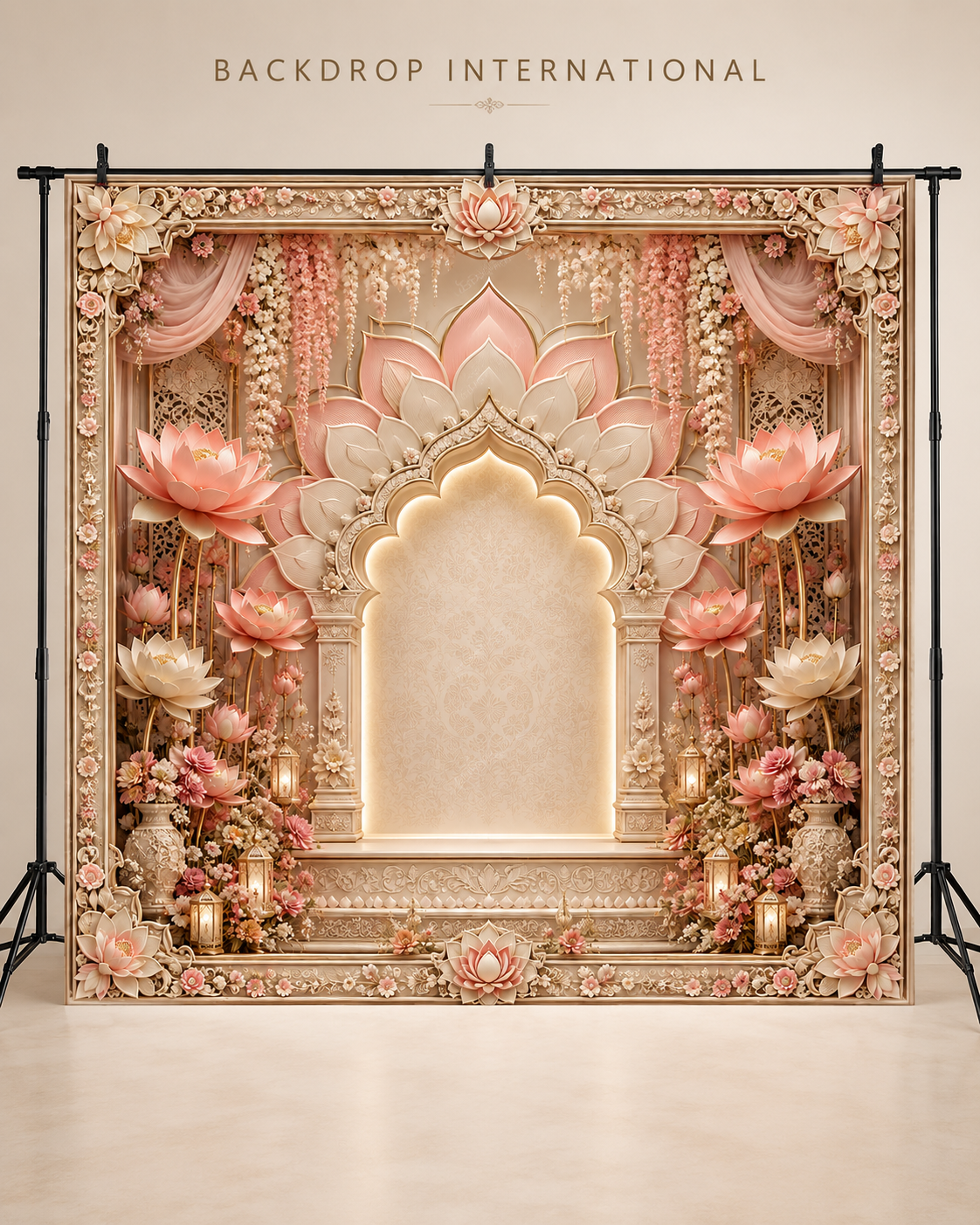 GC-015-4 giant lotus floral frame pavilion mockup