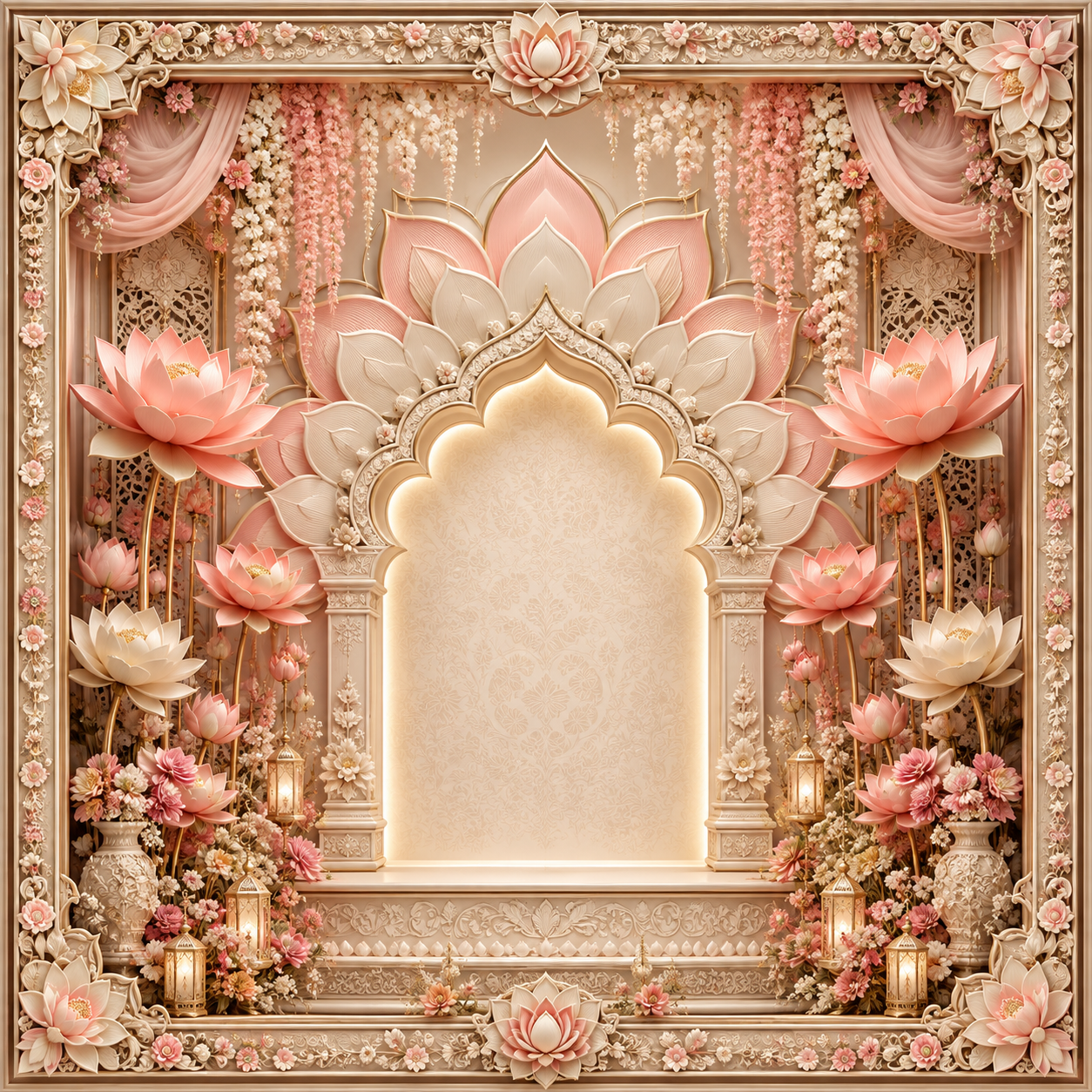 GC-015-4 giant lotus floral frame pavilion design