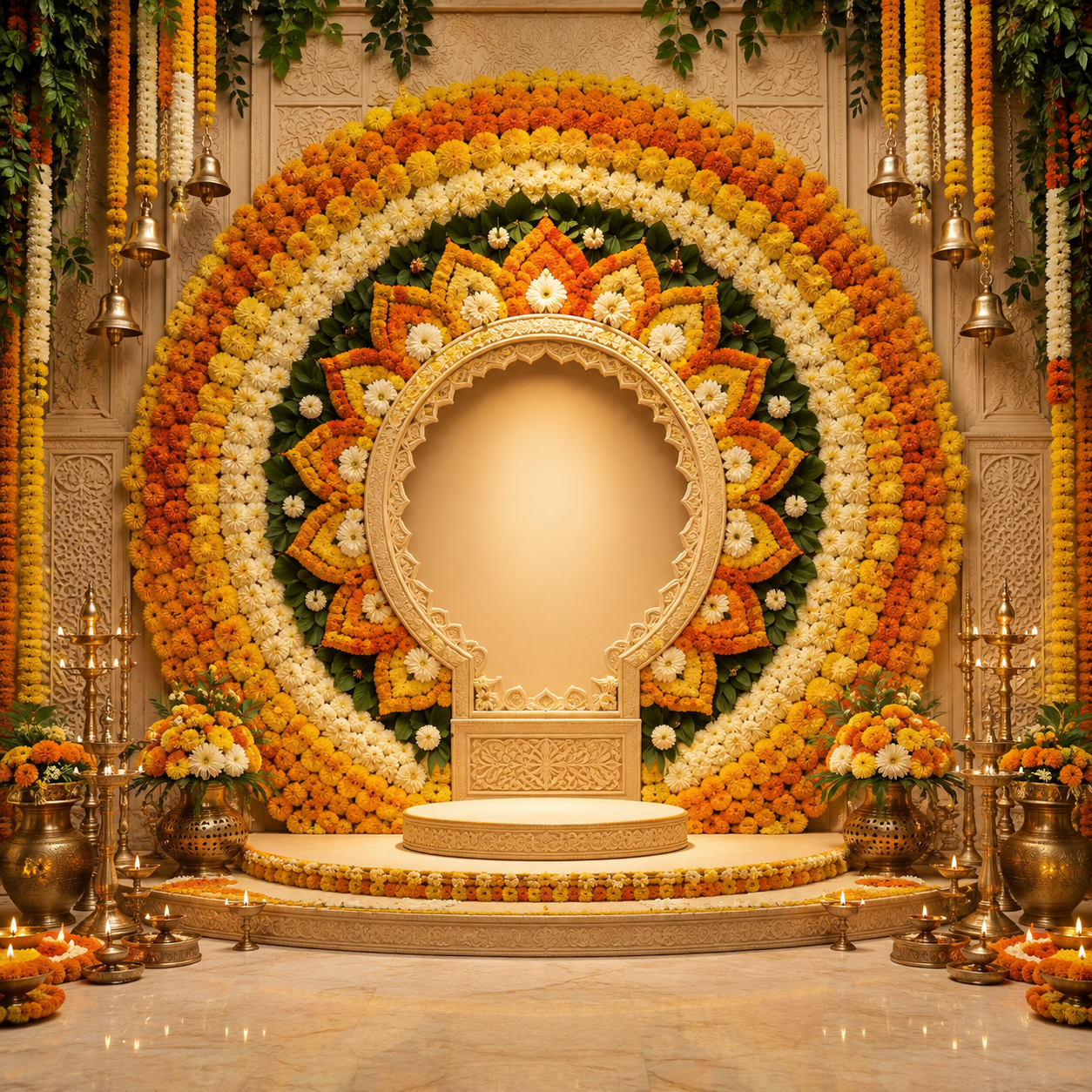GC-016-2 Marigold Floral Ring Arch backdrop