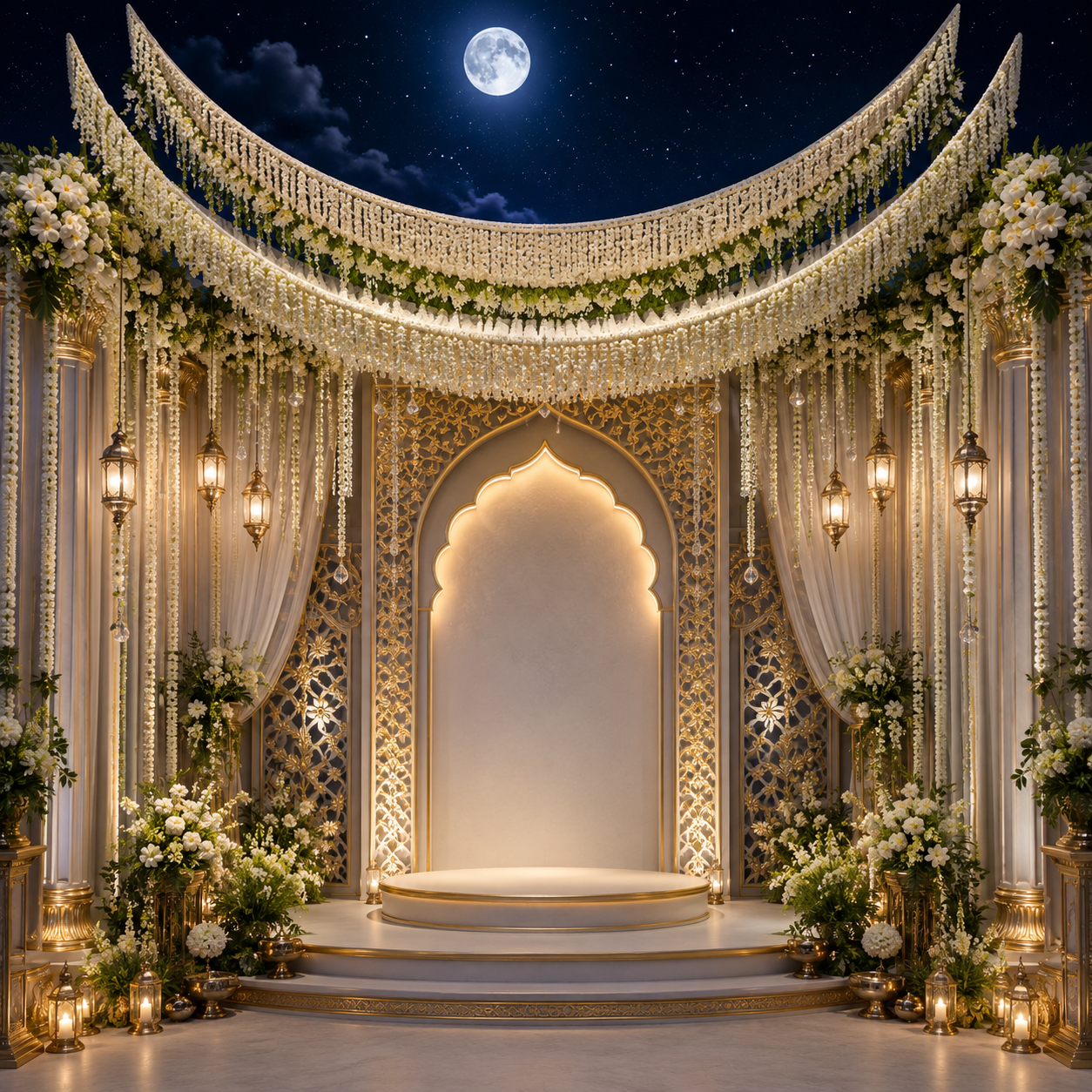 GC-017-2 Crescent Jasmine Curtain Palace Arch Backdrop