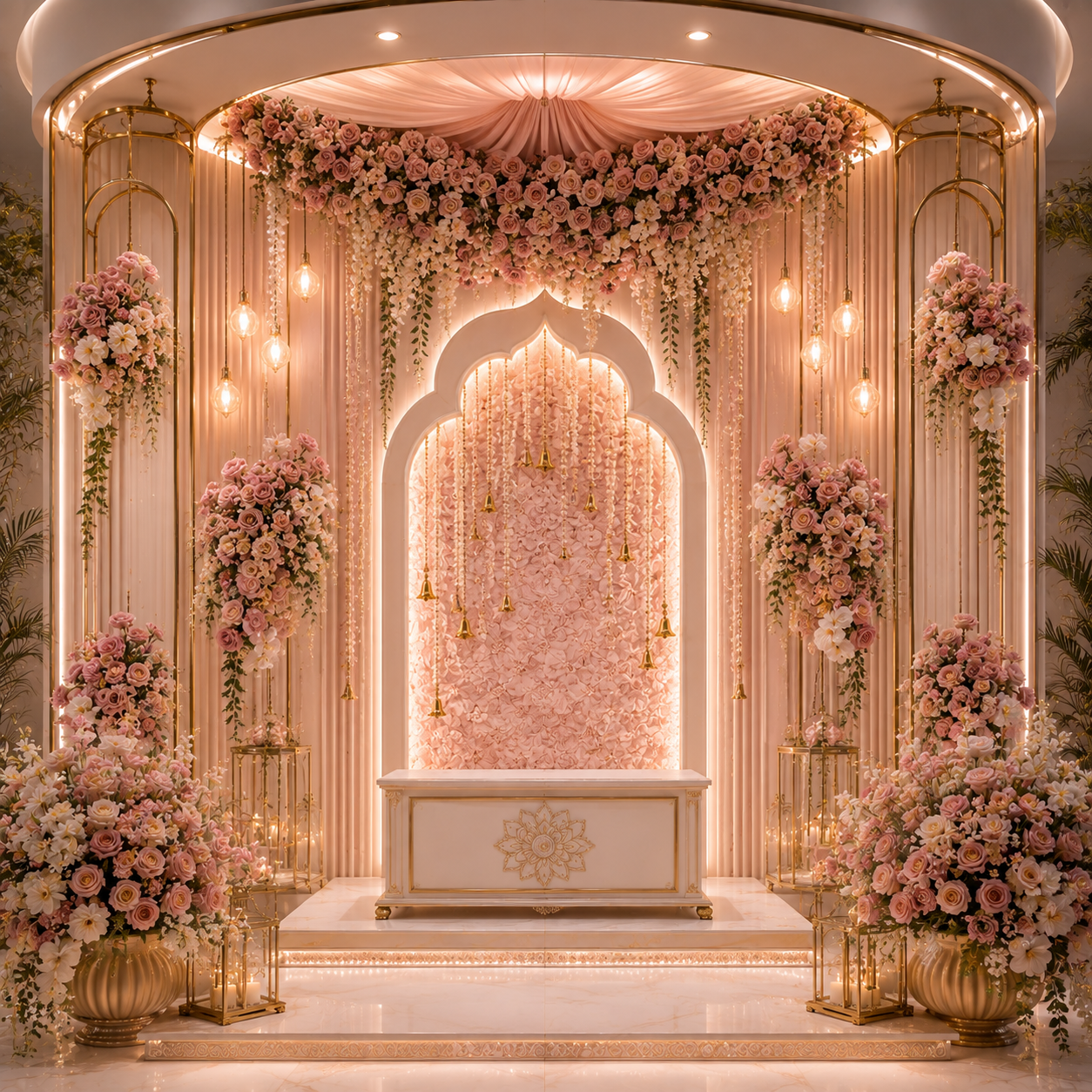 GC-018-1 Blush Rose Canopy Floral Arch Backdrop