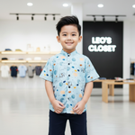 Load image into Gallery viewer, Kids' Adorable Elephant Print Sky Blue Shirt for Boy by MAGNITE