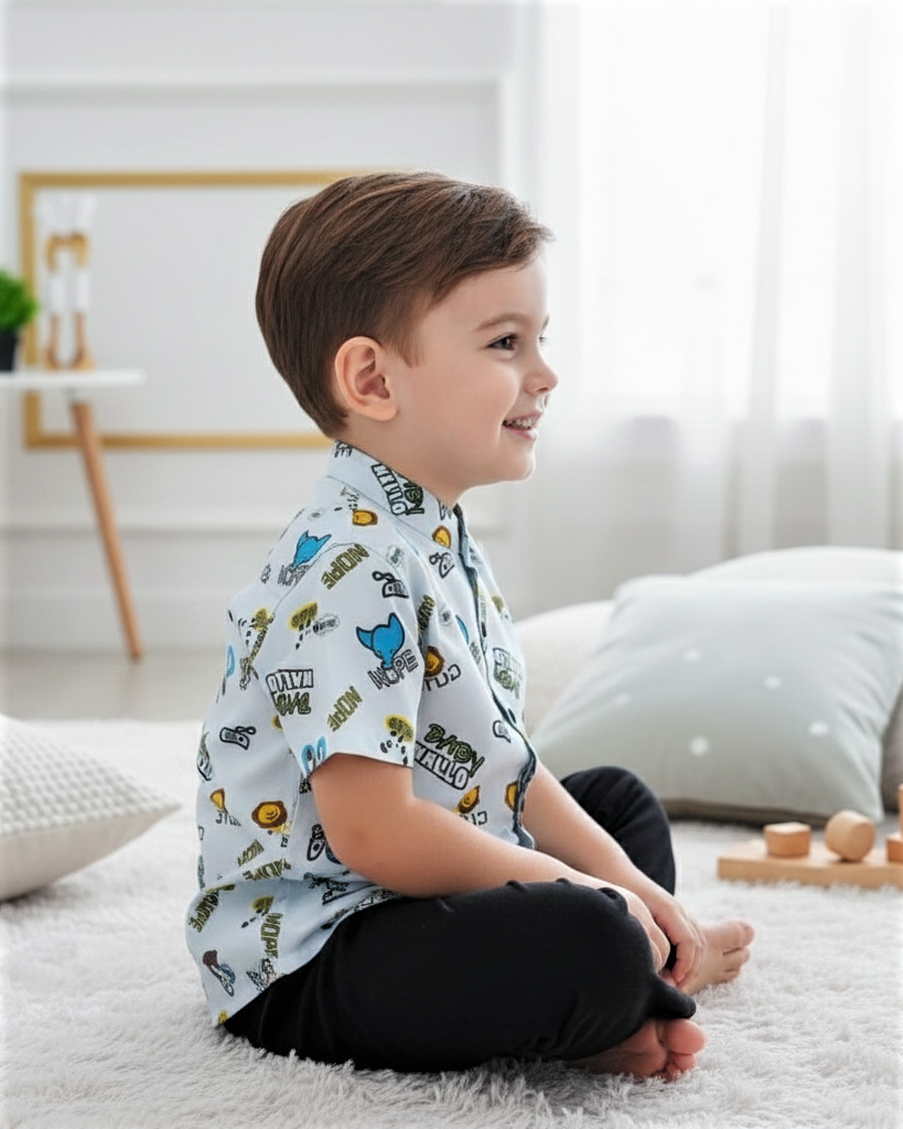 Charming Kids' Cartoon Print Shirt for Boy by MAGNITE