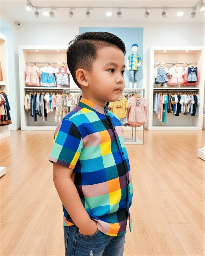 Kids' Rainbow Checks Party Shirt for Boy by MAGNITE