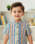 Load image into Gallery viewer, Kids' Wavy Stripes Funky Shirt for Boy by MAGNITE (8.BB_25288)