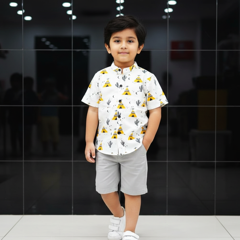 Fun & Stylish Teepee Print Kids' Shirt for Boy by MAGNITE