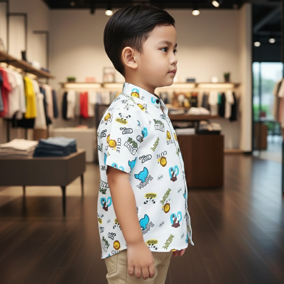 Charming Kids' Cartoon Print Shirt for Boy by MAGNITE