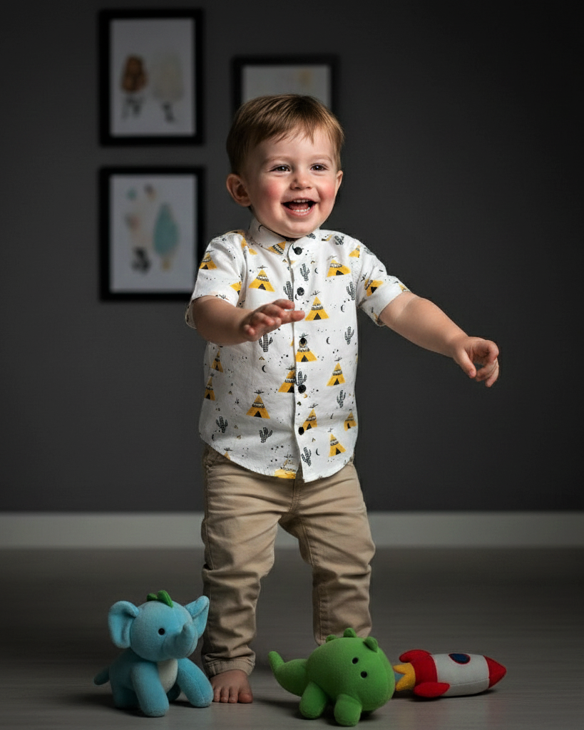 Fun & Stylish Teepee Print Kids' Shirt for Boy by MAGNITE