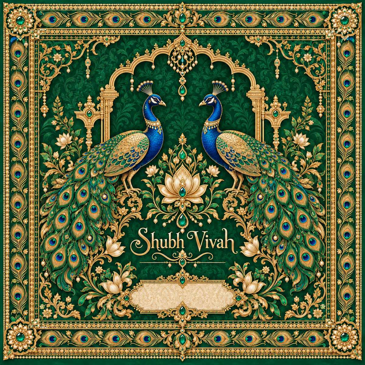 RUM-002-03 original Emerald Peacock Royal Heritage Shubh Vivah Rumal digital print design