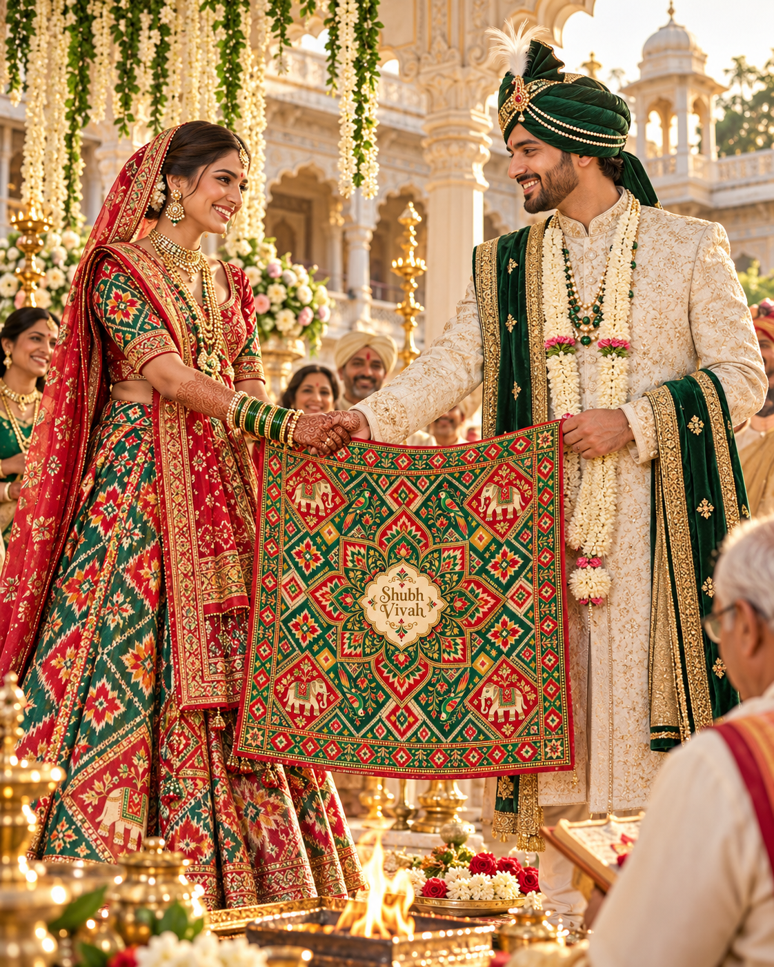 RUM-003-02 Gujarati Patola Elephant Heritage Shubh Vivah Rumal lifestyle wedding ceremony visual