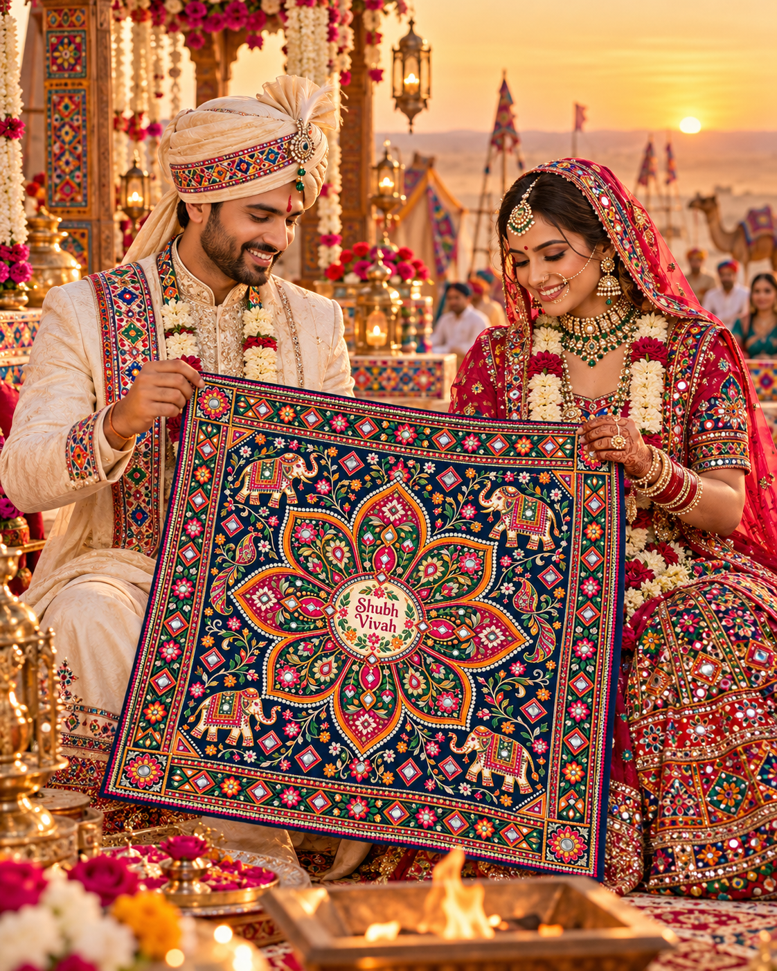 RUM-003-04 Gujarati Kutchi Embroidery Elephant Shubh Vivah Rumal lifestyle wedding ceremony visual
