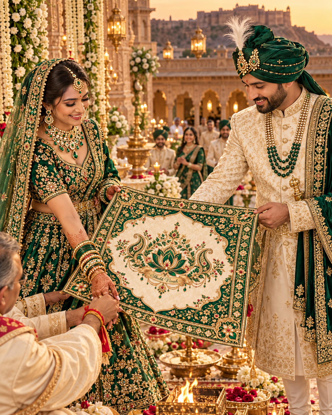RUM-008-03 Emerald Bridal Lehenga Match wedding ceremony Hastmelap Rumal visual
