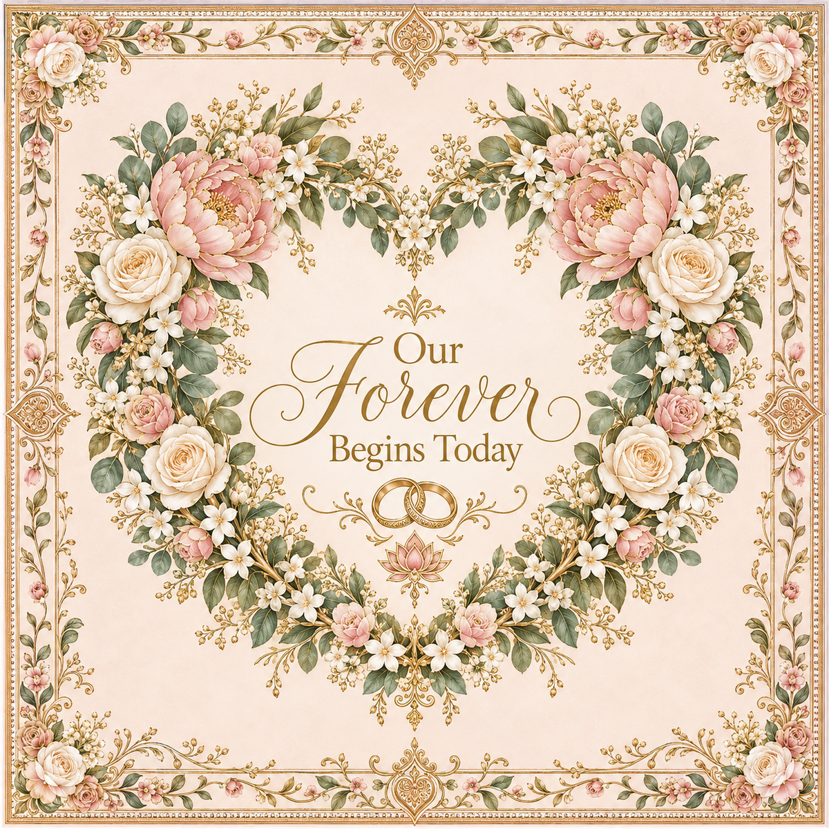 RUM-009-03 Our Forever Begins Today 20 x 20 inch square flat print design artwork