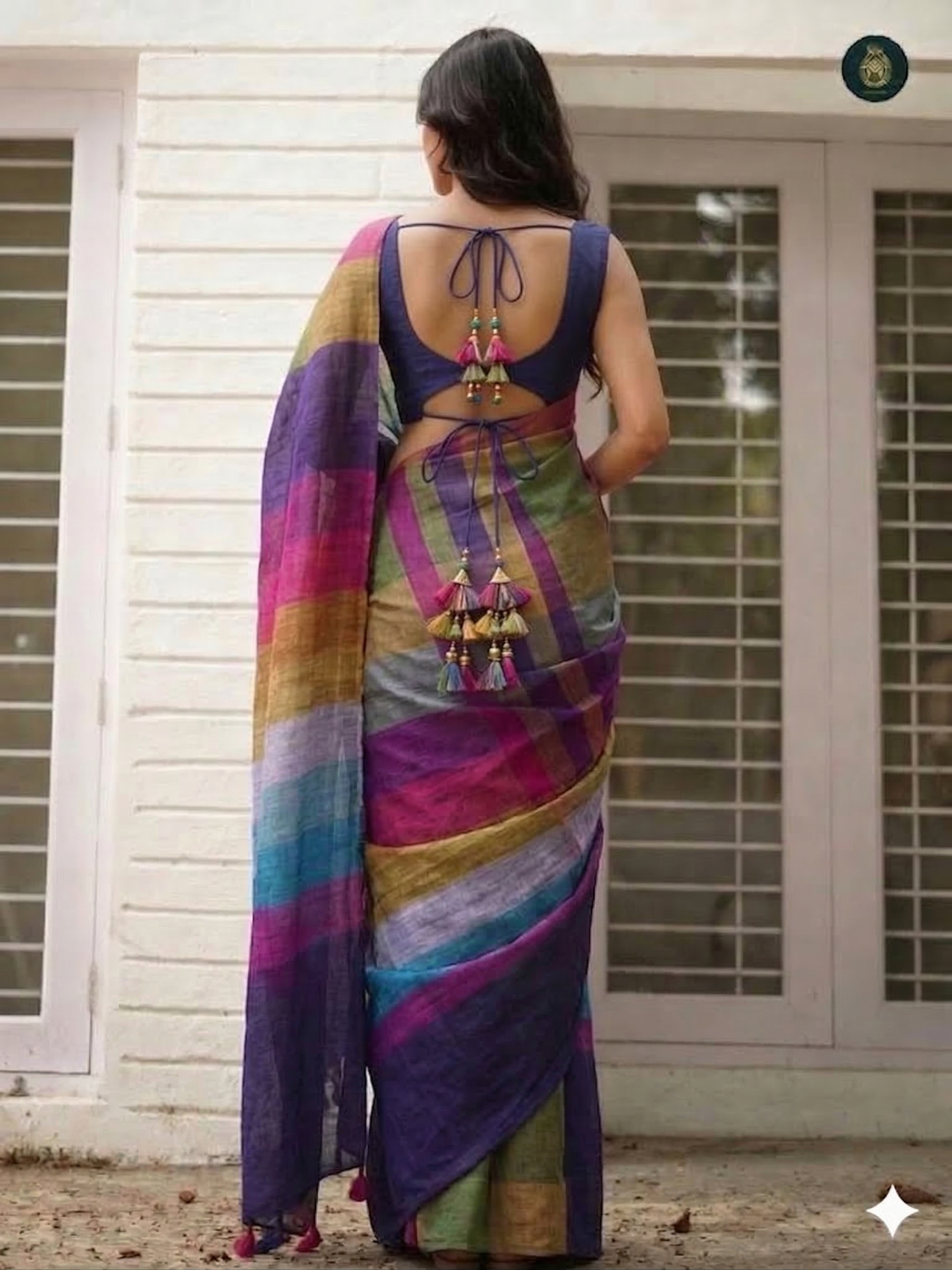 Magnite Multicolor Cotton Linen Digital Print Saree With Unstitched Blouse - Magnite (SE-1099)