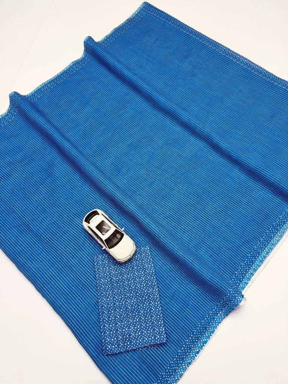 Blue Striped Cotton Linen Saree with Printed Blouse  - Magnite (SE-1111)