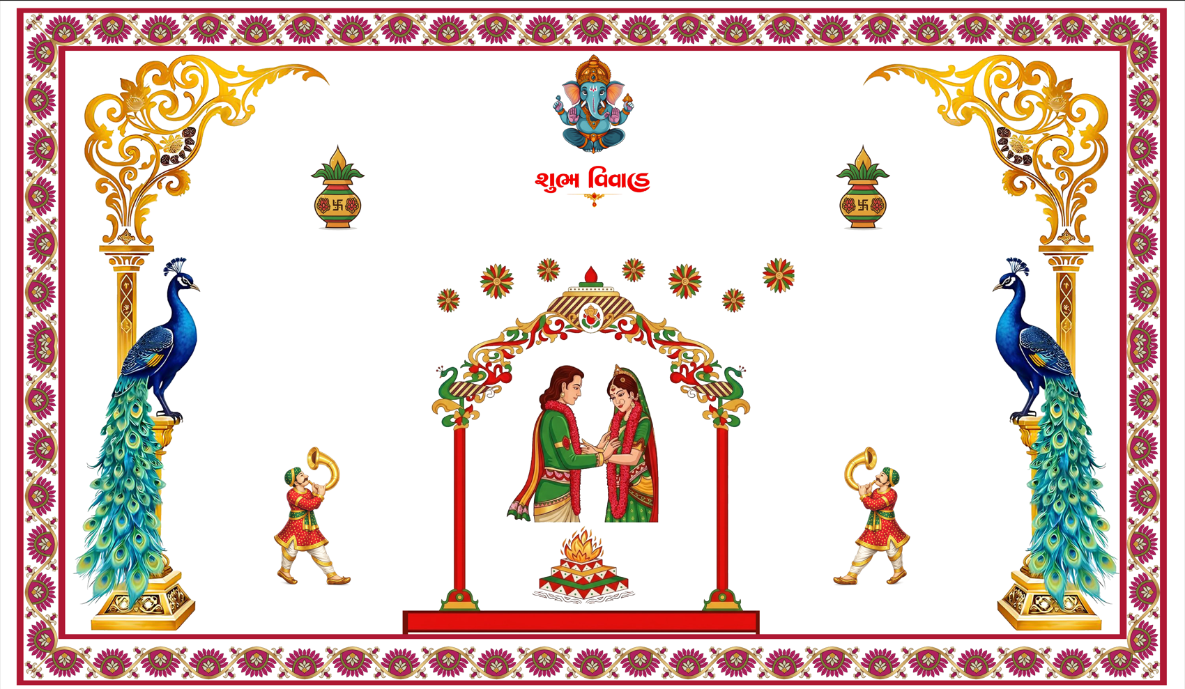 Peacock Theme Wedding Antarpat with Mandap & Shubh Vivah Design
