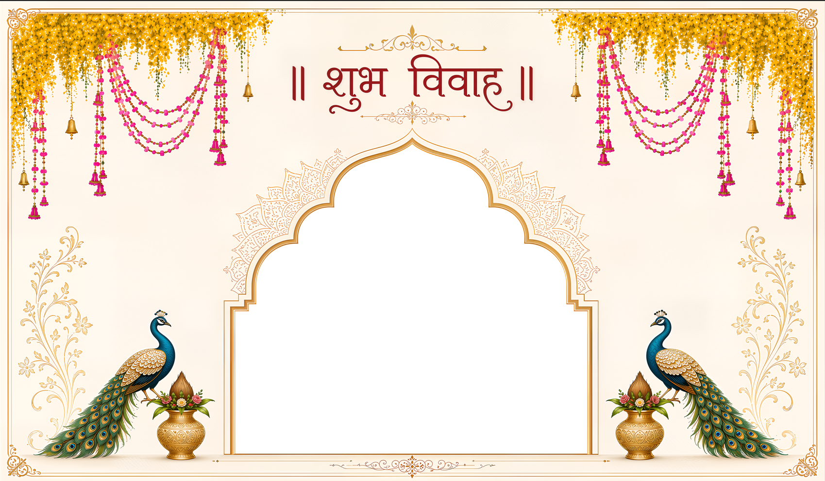 Peacock Arch Shubh Vivah Antarpat for Hindu Wedding Ceremony