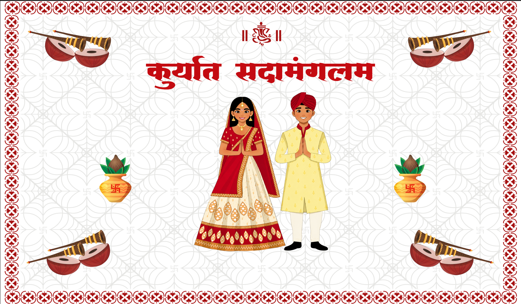 Kunku Sohala Wedding Antarpat with Bride Groom Design