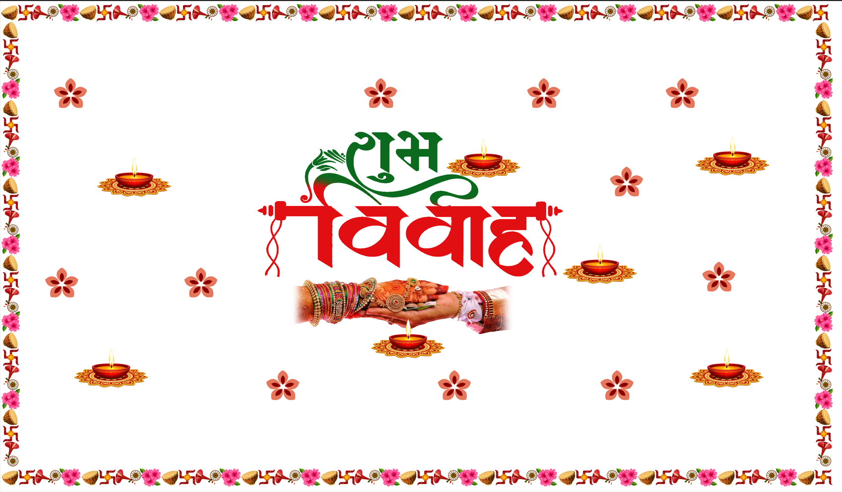 Minimal Shubh Vivah Antarpat with Diya and Sacred Motifs (SE-AP-22)