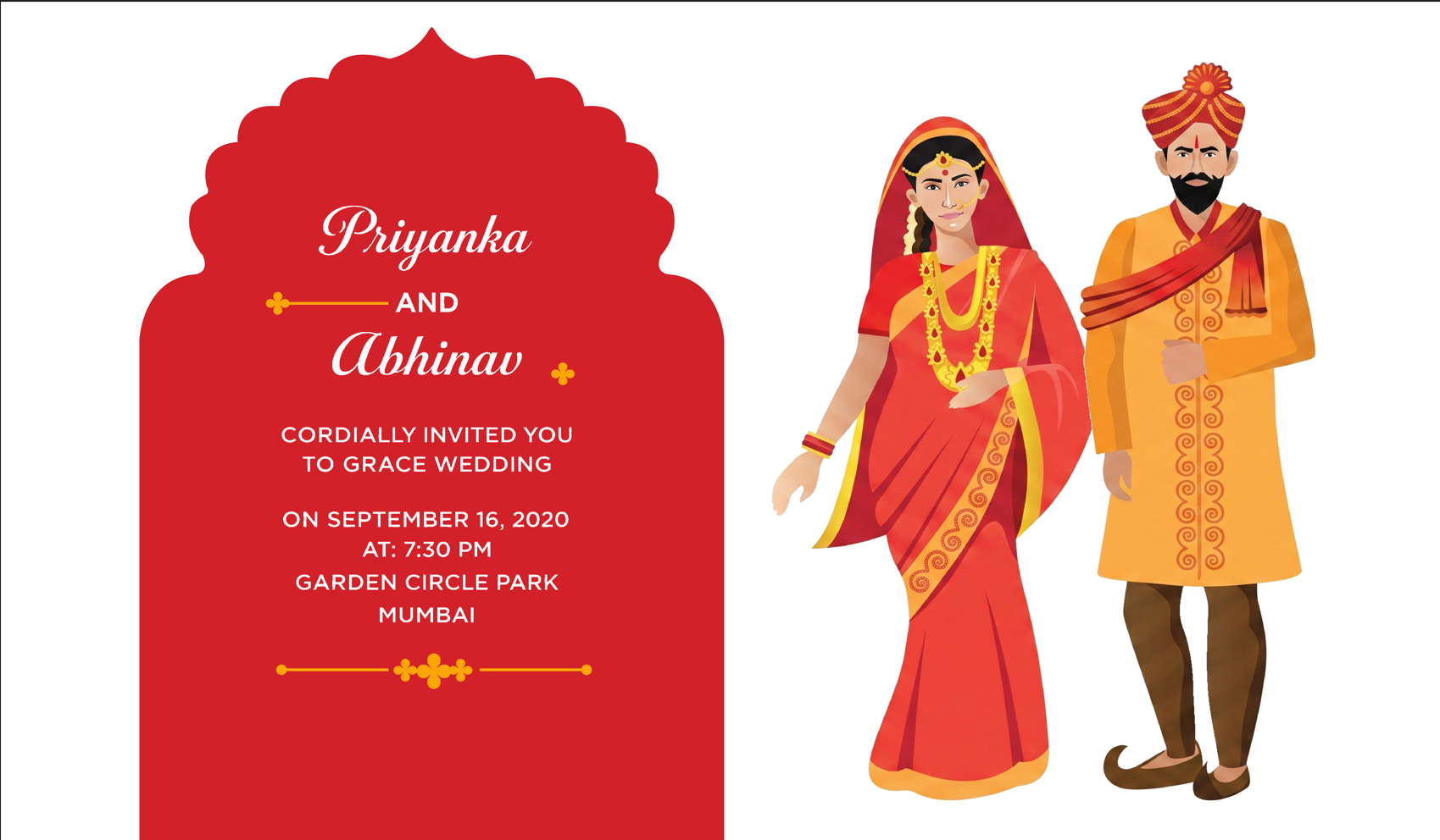 Wedding Welcome Antarpat with Bride Groom Invitation Theme(SE-AP-23)