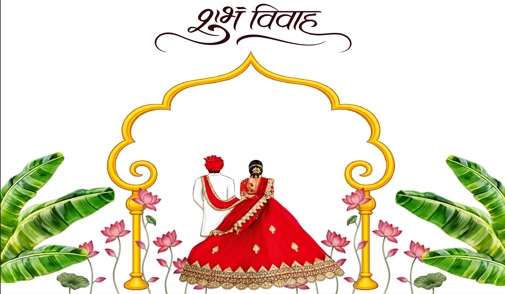Royal Couple Shubh Vivah Antarpat with Peacock Arch Design (SE-AP-24)