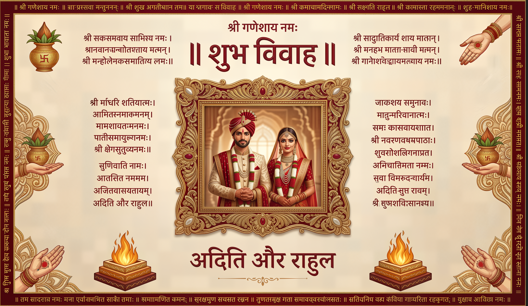 Traditional Photo Frame Shubh Vivah Antarpat with Wedding Details (SE-AP-29)