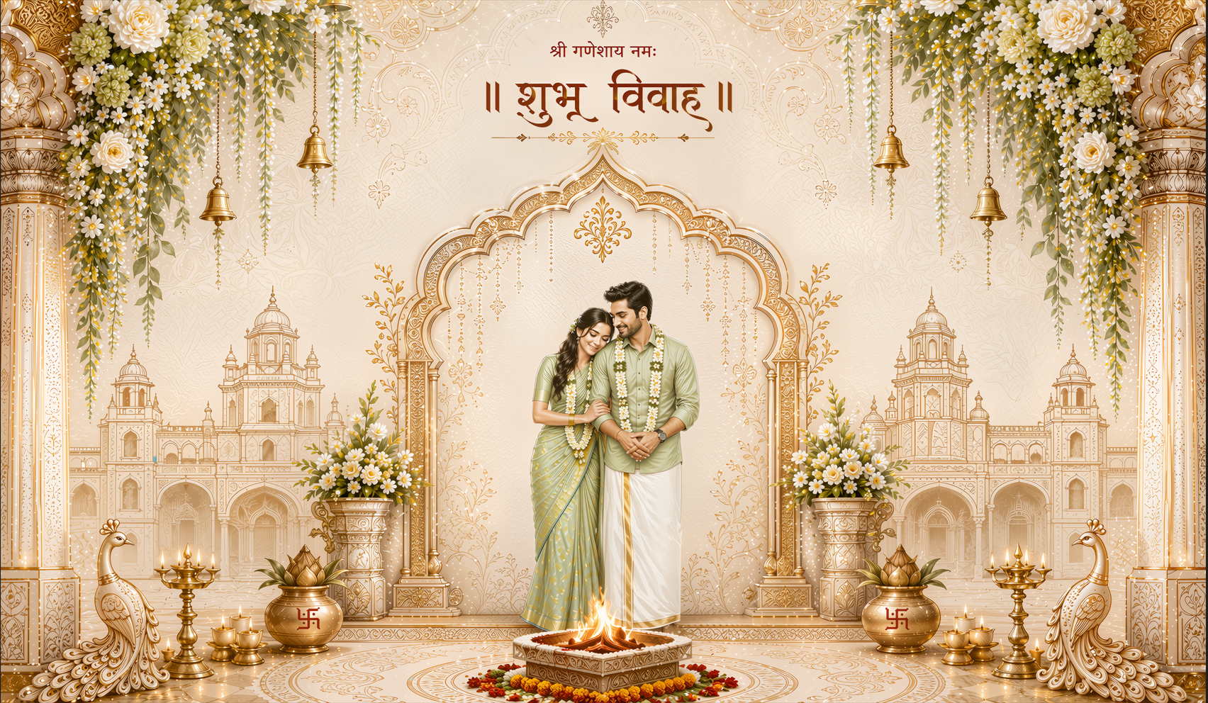 Elegant Couple Wedding Antarpat with Royal Arch Design