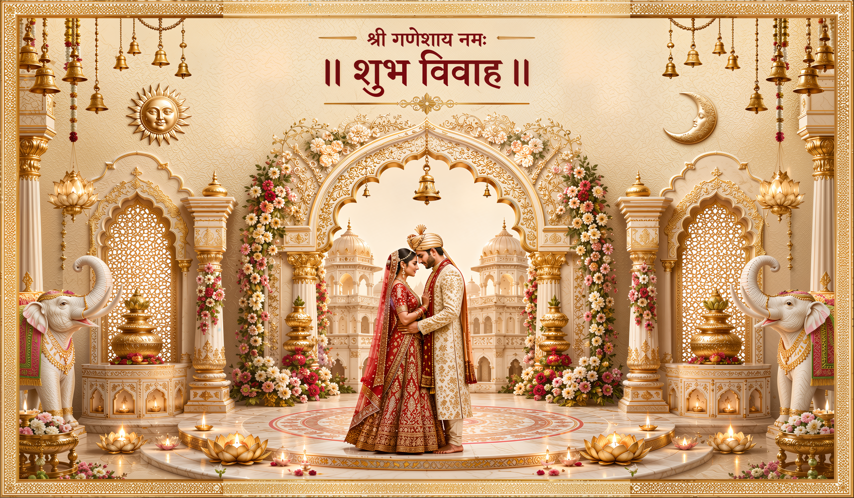 Elegant Bride Shubh Vivah Antarpat with Royal Palace Theme (SE-AP-38)
