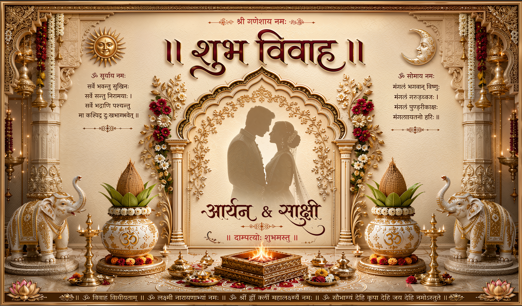 Royal Shubh Vivah Antarpat with Couple Silhouette Design (SE-AP-41)