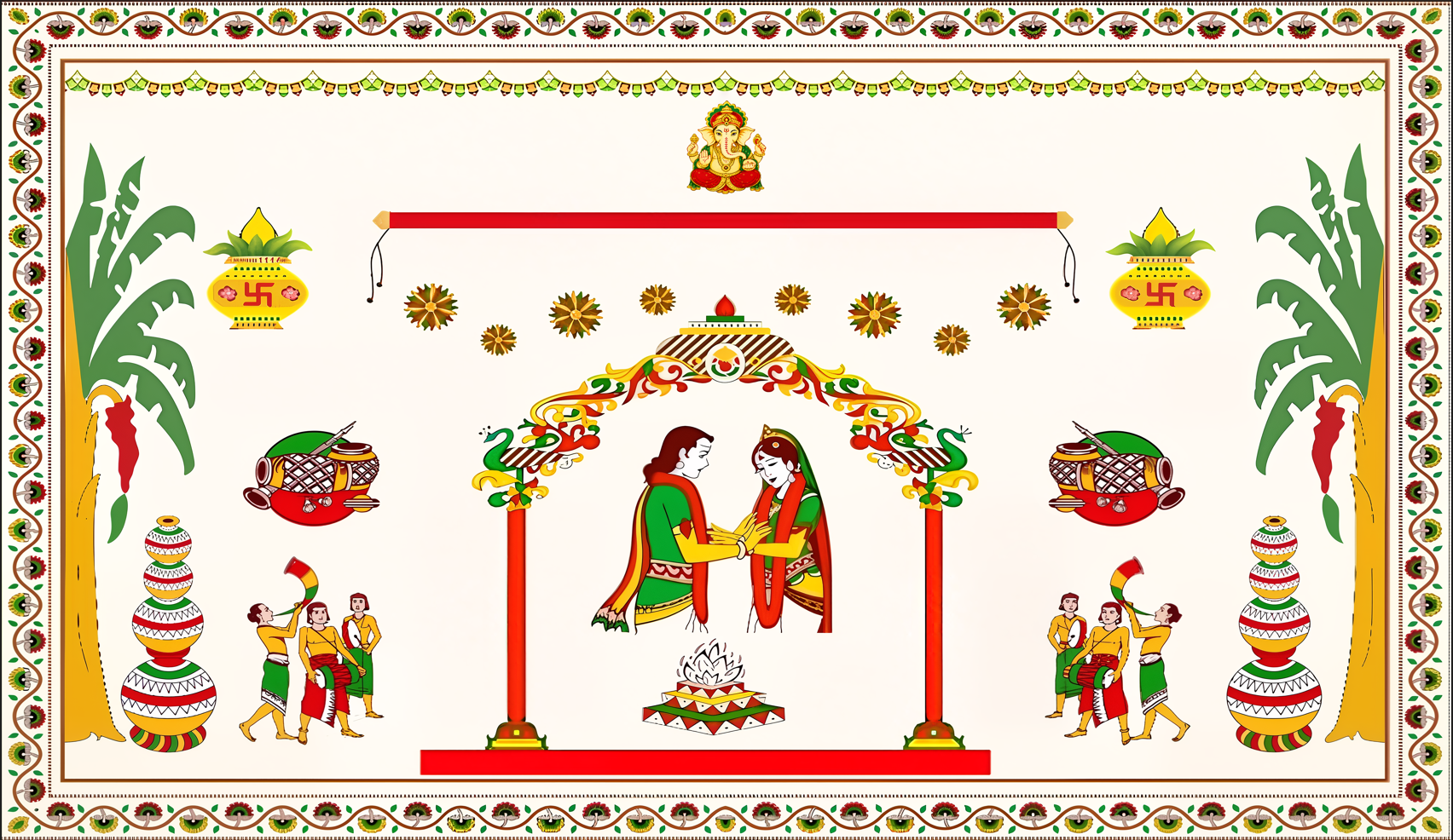Traditional Mandap Wedding Antarpat with Bride Groom Design (SE-AP-55)