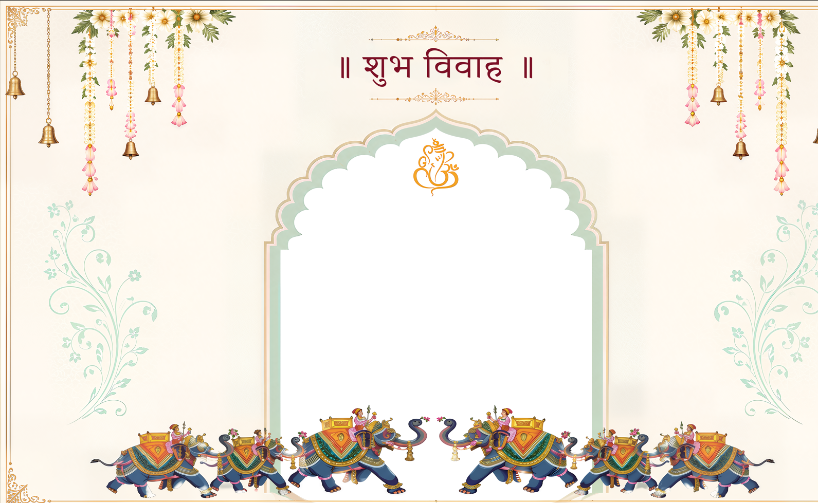 Elegant Floral Shubh Vivah Antarpat with Decorative Arch (SE-AP-59)