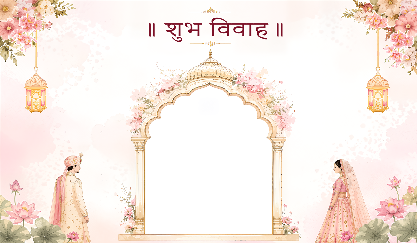 Pastel Floral Shubh Vivah Antarpat with Royal Arch Design (SE-AP-61)