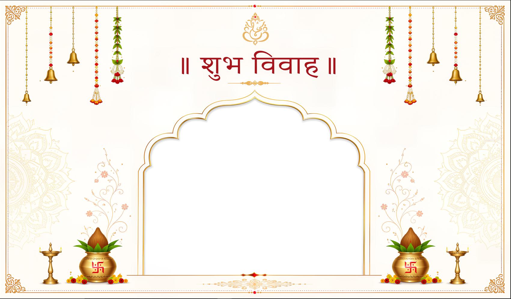 Traditional Arch Shubh Vivah Antarpat with Kalash & Hanging Decor (SE-AP-62)
