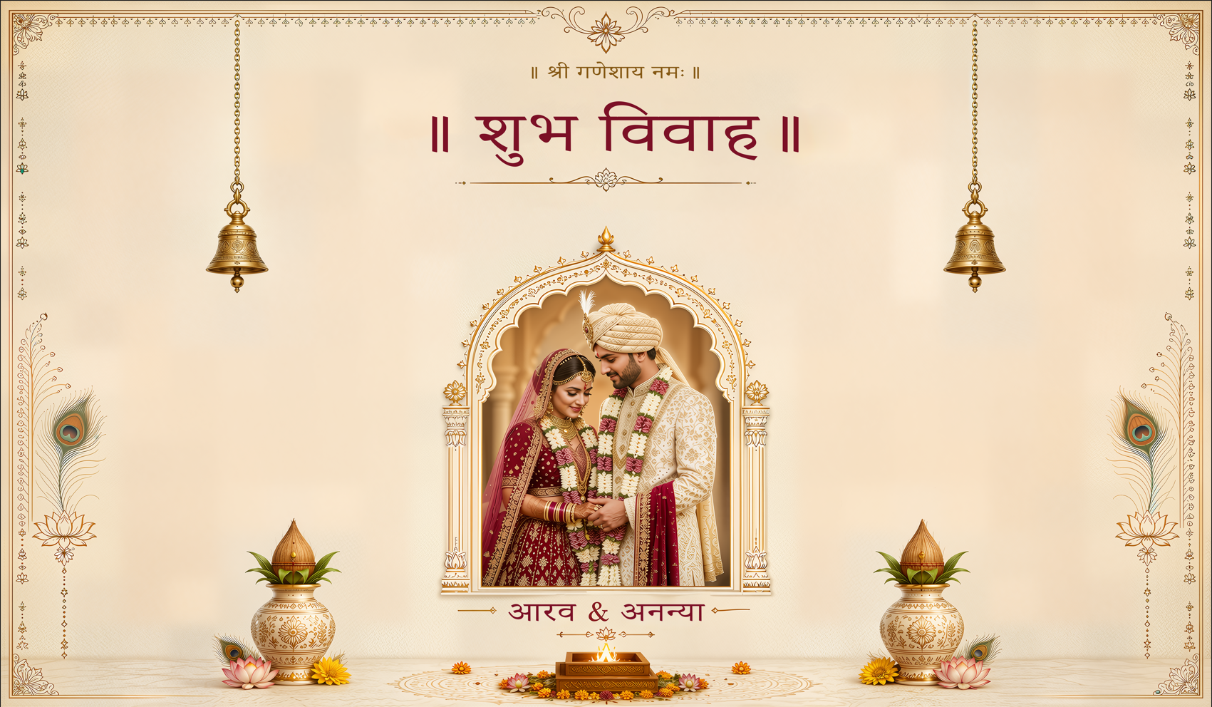 Lord Shiv Parvati Shubh Vivah Antarpat with Minimal Wedding Design (SE-AP-68)